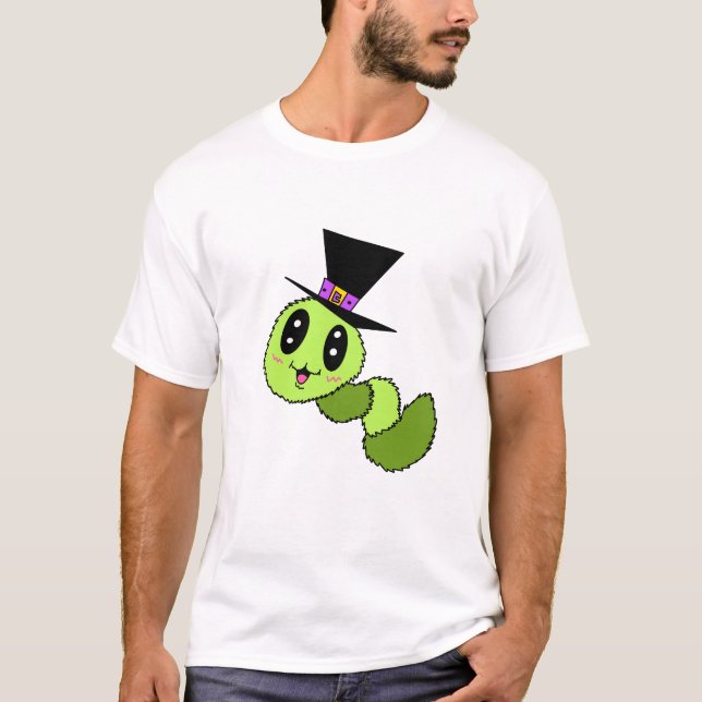 Minhoca Fofa com Camisa de Homem de Chapéu (Frente)