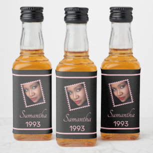 Mini aniversário de foto preta rosa personalizada