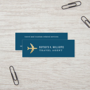 Mini avião viagem Agent Cartão de visita a azul