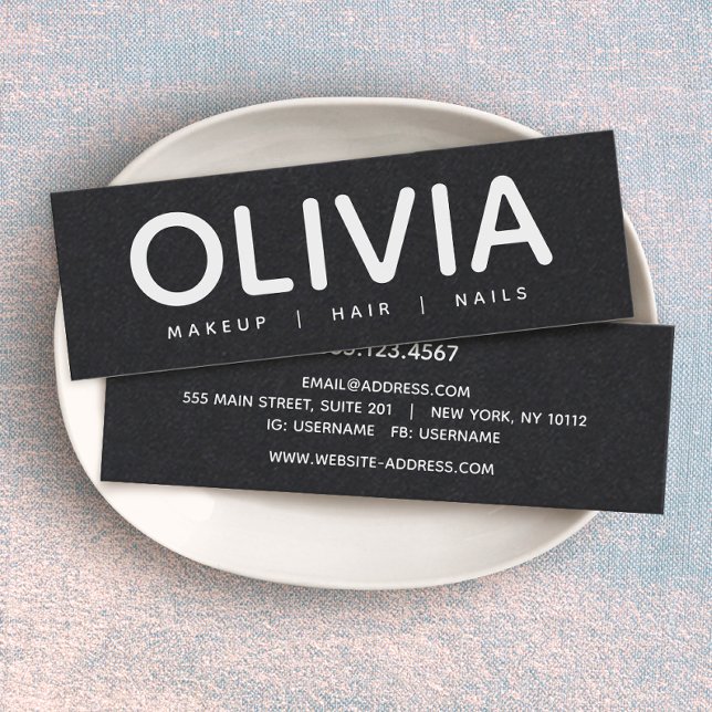 Mini Bold Modern Black Cartão de visita (Criador carregado)