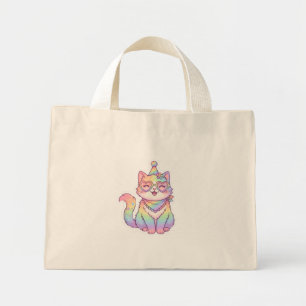 Mini Bolsa Tote Gatinho Unicórnio Kawaii Colorido