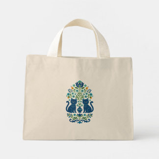 Mini Bolsa Tote - Gatos da Arte Popular Azul – C Floral