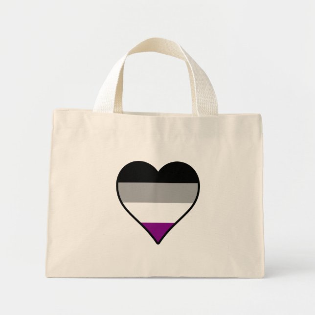 Mini Bolsa Tote orgulho assexual coração (Frente)