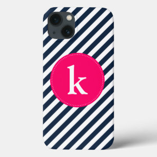 Mini caixa do iPad do Monograma com Stripes de mar