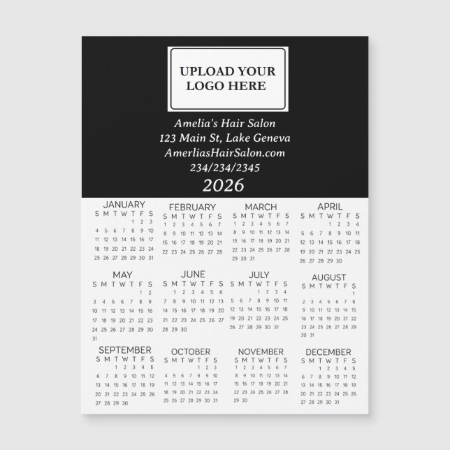 Mini Calendário 2026 com Logotipo Empresarial (Frente)