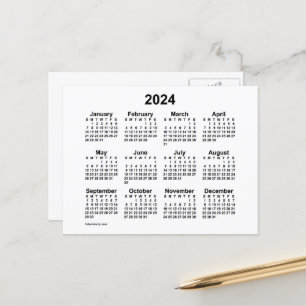 Mini calendário branco 2024 por Cartão postal Janz