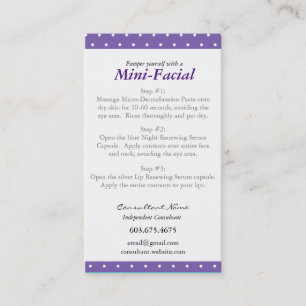 Mini cartão de instrução facial