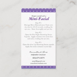 Mini cartão de instrução facial