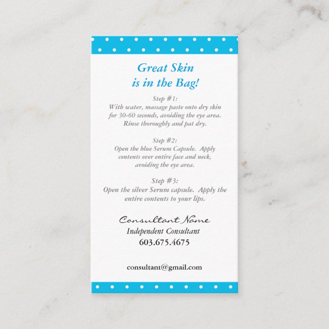 Mini cartão de instrução facial (Frente)