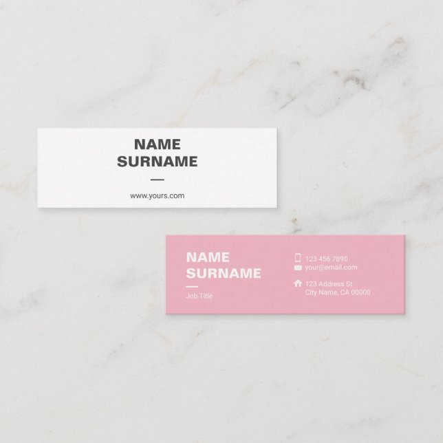 Mini cartão de visita da tipografia mínima (Frente/Verso)