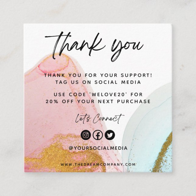 Mini Cartão de visita de Água Cor Rosa (Frente)