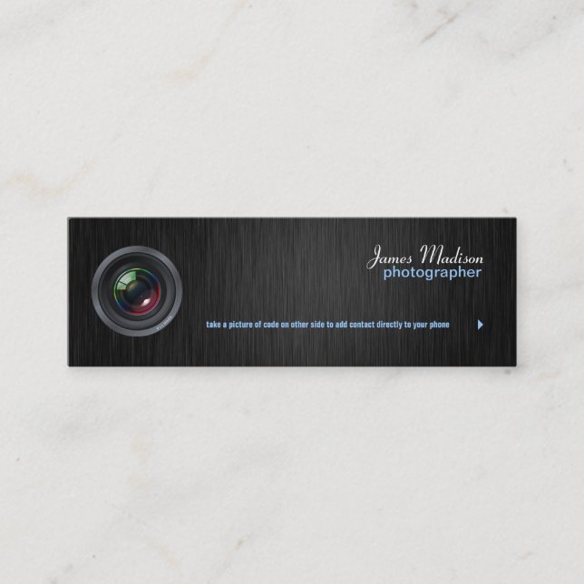 Mini Cartão de visita de fotografia elegante com código (Frente)