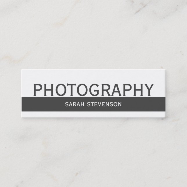 Mini Cartão de visita de Fotógrafo Branco com Faixa de  (Frente)
