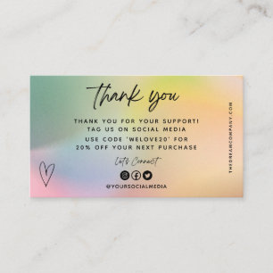 Mini Cartão de visita de Inserção de Obrigado de M