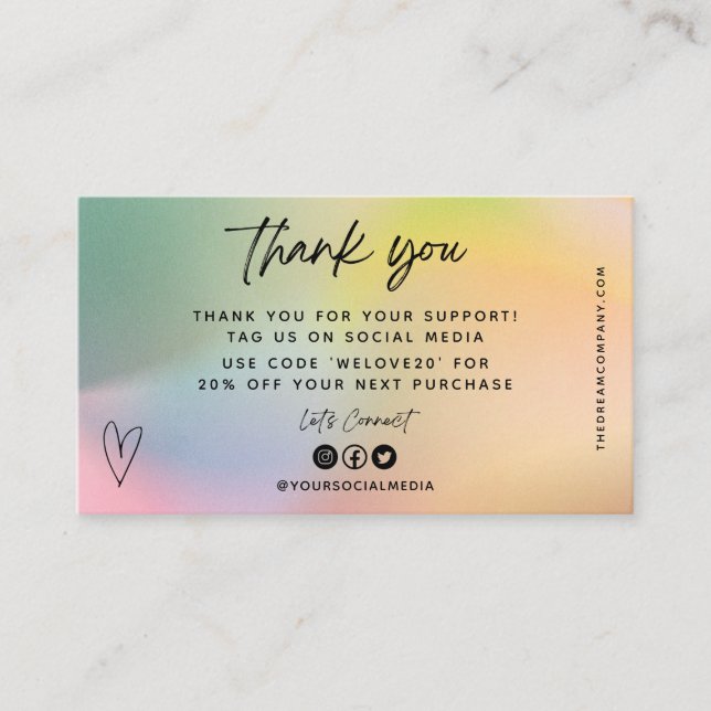 Mini Cartão de visita de Inserção de Obrigado de M (Frente)