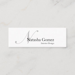 Mini Cartão de visita de Monograma Branco e Preto Elega