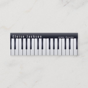 Mini cartão de visita de música para piano em preto e