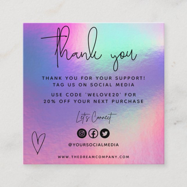 Mini Cartão de visita de Obrigado de inserção de   (Frente)