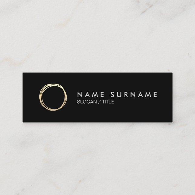 Mini cartão de visita do preto Dourado chique (Frente)