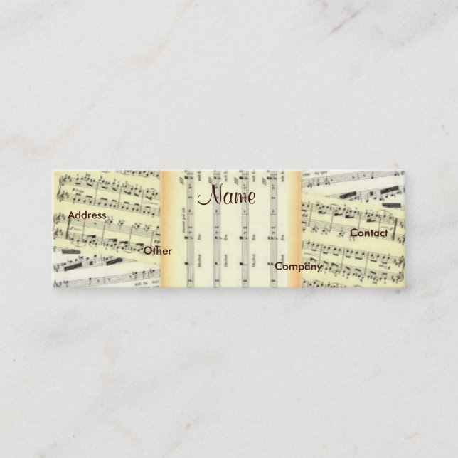 Mini Cartão de visita do professor de música - (Frente)