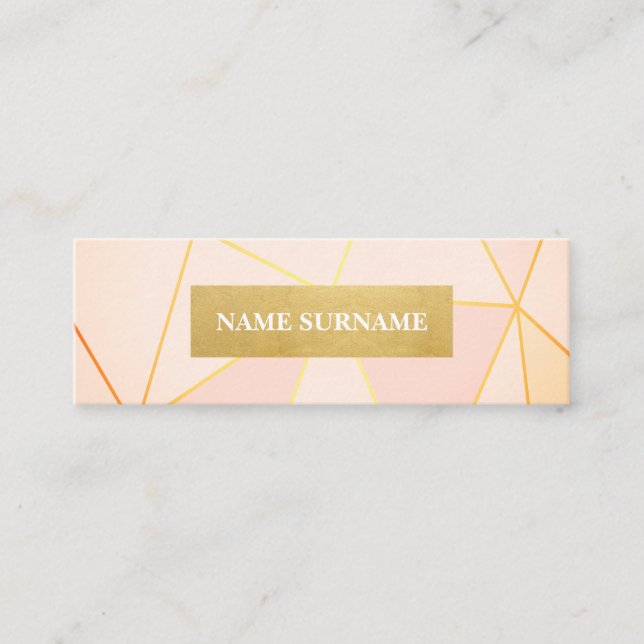 Mini Cartão de visita Dourado do pêssego geométrico do (Frente)