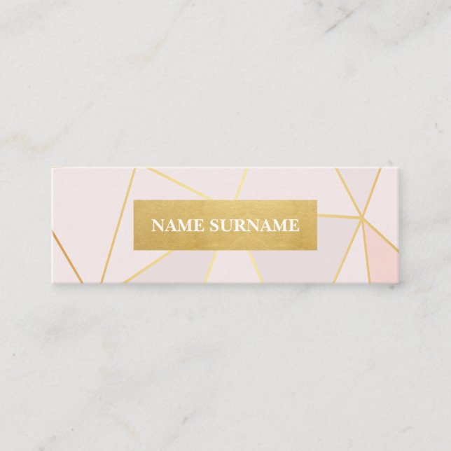 Mini cartão de visita Dourado geométrico do rosa (Frente)