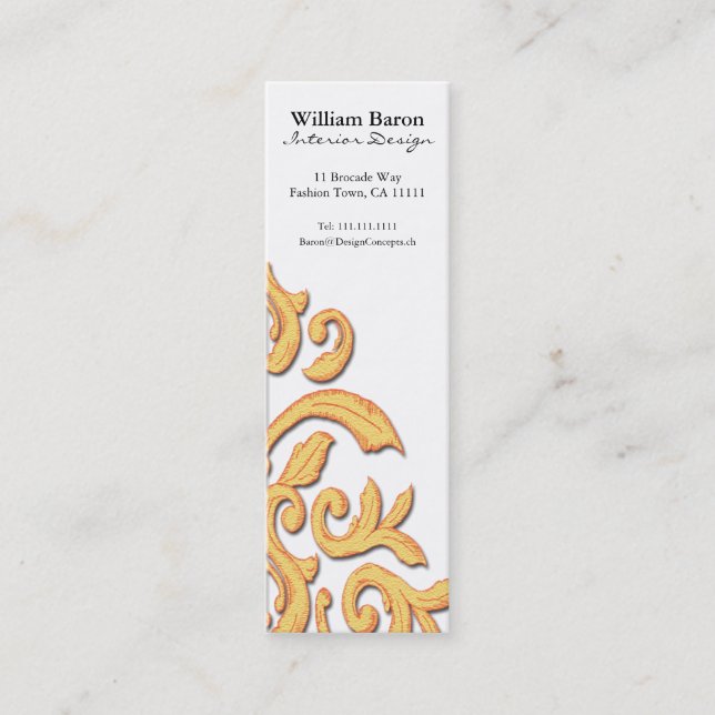Mini Cartão de visita elegante do damasco barroco (Frente)