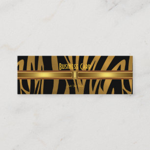 Mini Cartão de Visita Exótico Zebra Africana Dourado