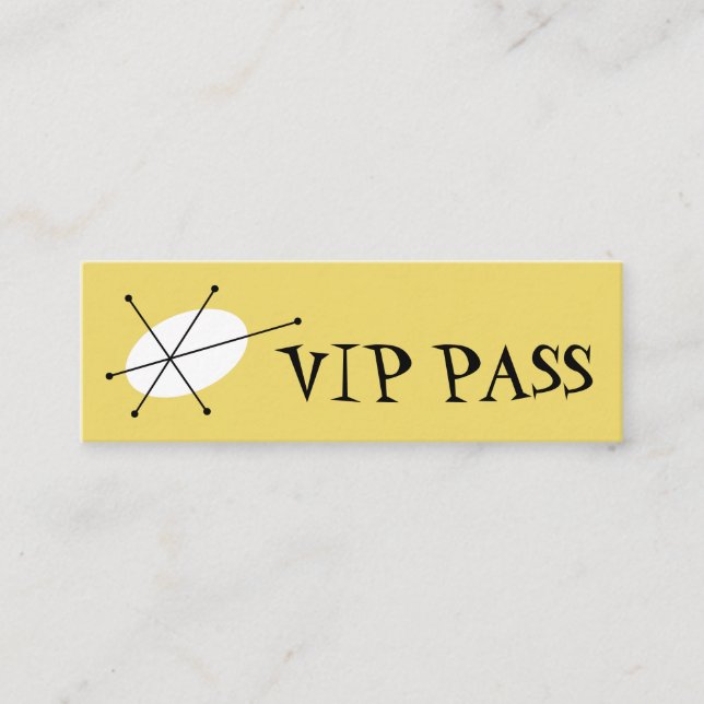 Mini Cartão de visita magra Amarelo Dazzle 'VIP PASS' (Frente)