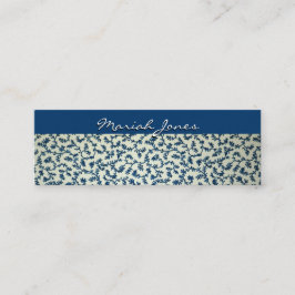 Mini Cartão de visita magro floral azul e branco do
