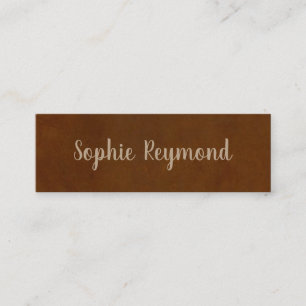 Mini cartão de visita marrom elegante com nome de scri
