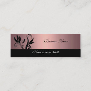 Mini Cartão de Visita Rosa Suave Preto Floral Fino