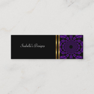 Mini Cartão de Visita Roxo Dourado Abstrato Fino