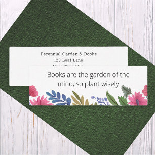 Mini Cartão de Visita Sabedoria Livros Jardim Floral