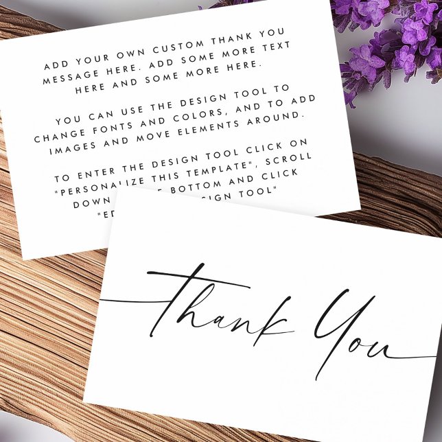 Mini cartões de agradecimentos branco de script ma (Handwritten script white mini thank you card)