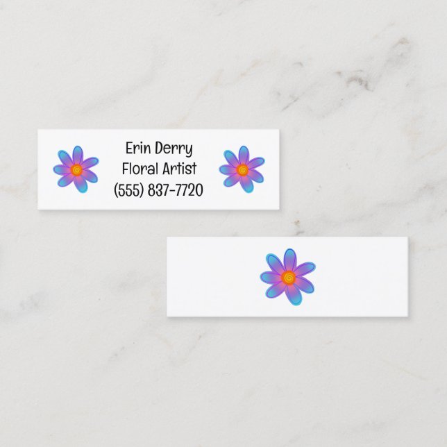 Mini Cartões de visitas de Flor Roxo (Frente/Verso)