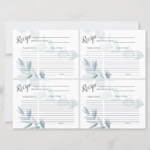 Mini CARTÕES RECIPE   Dusty Blue Watercolor Eucaly