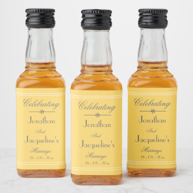 Mini Casamento Amarelo Macio Personalizado (Garrafas)