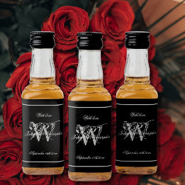 Mini Casamento Chic do Monograma Elegante Preto e