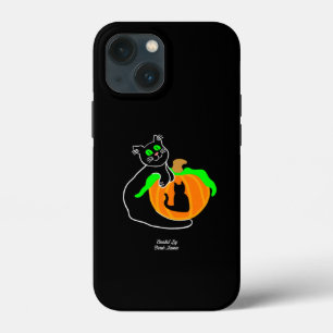 Mini Caso de Apple iPhone 13 de Gato Preto Pumpkin