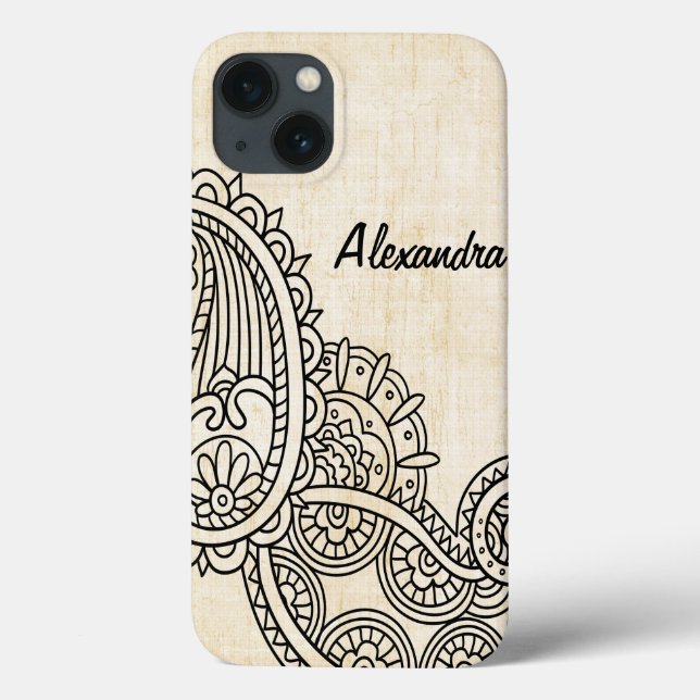 Mini Caso do iPad do Beige Mehndi Motif (Verso)