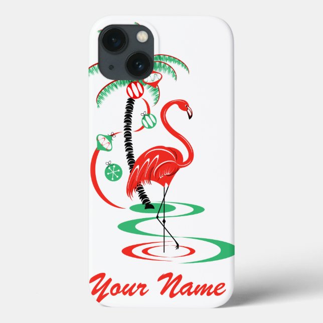 Mini Caso do Nome Flamingo de Natal Vermelho (Verso)