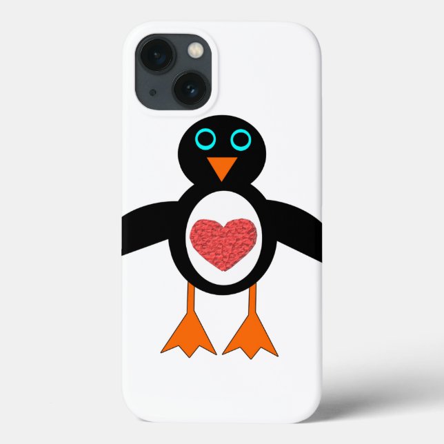 Mini Caso do Pad Penguin do Coração de Amor Bonito (Verso)