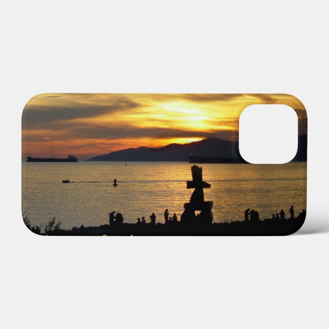Mini Caso do Vancouver iPhone Inukshuk Sunset Capa (Verso (horizontal))