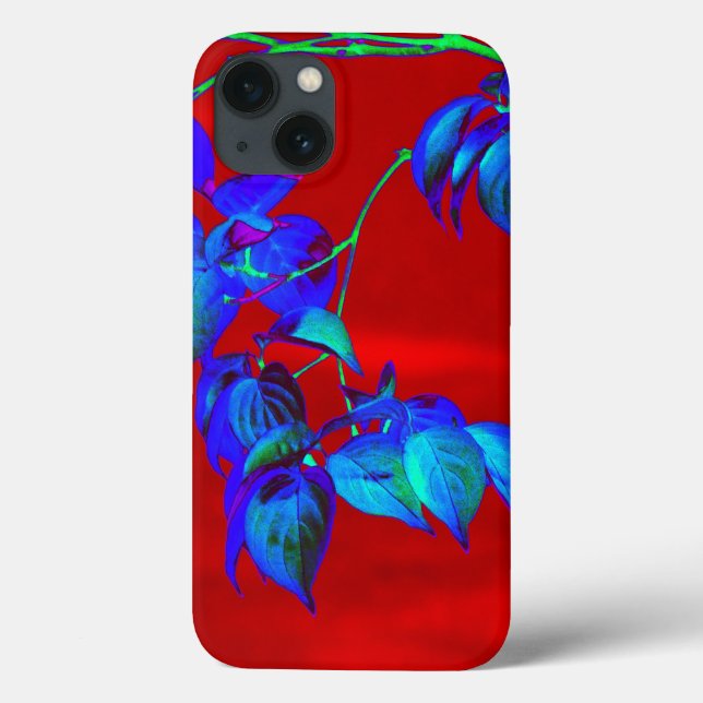 Mini caso iPad de Folhas Azuis do Céu Vermelho (Verso)