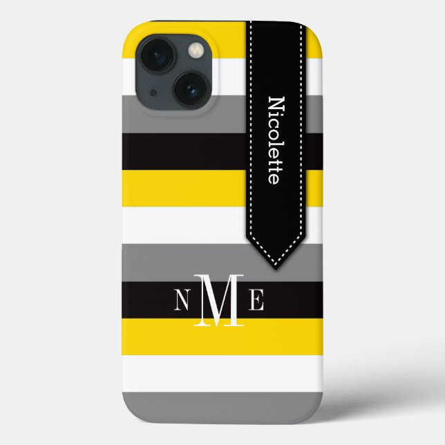 Mini Caso iPad | Stripes | Amarelo, Preto, Cinza (Verso)