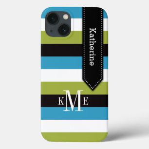 Mini Caso iPad Stripes Azul, preto-branco