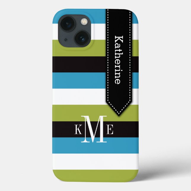 Mini Caso iPad | Stripes | Azul, preto-branco (Verso)