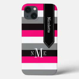 Mini Caso iPad | Stripes | Cinza Fuchsia Preta