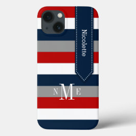 Mini Caso iPad | Stripes | Marinho, vermelho, bran